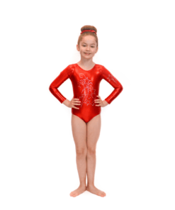 Red gymnastic leotard long sleeve